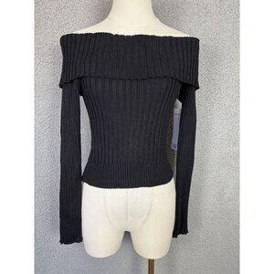 Madden Girl  Juniors' Black Ribbed Knit Off-Shoulder Sweater  Extra Large NWT's